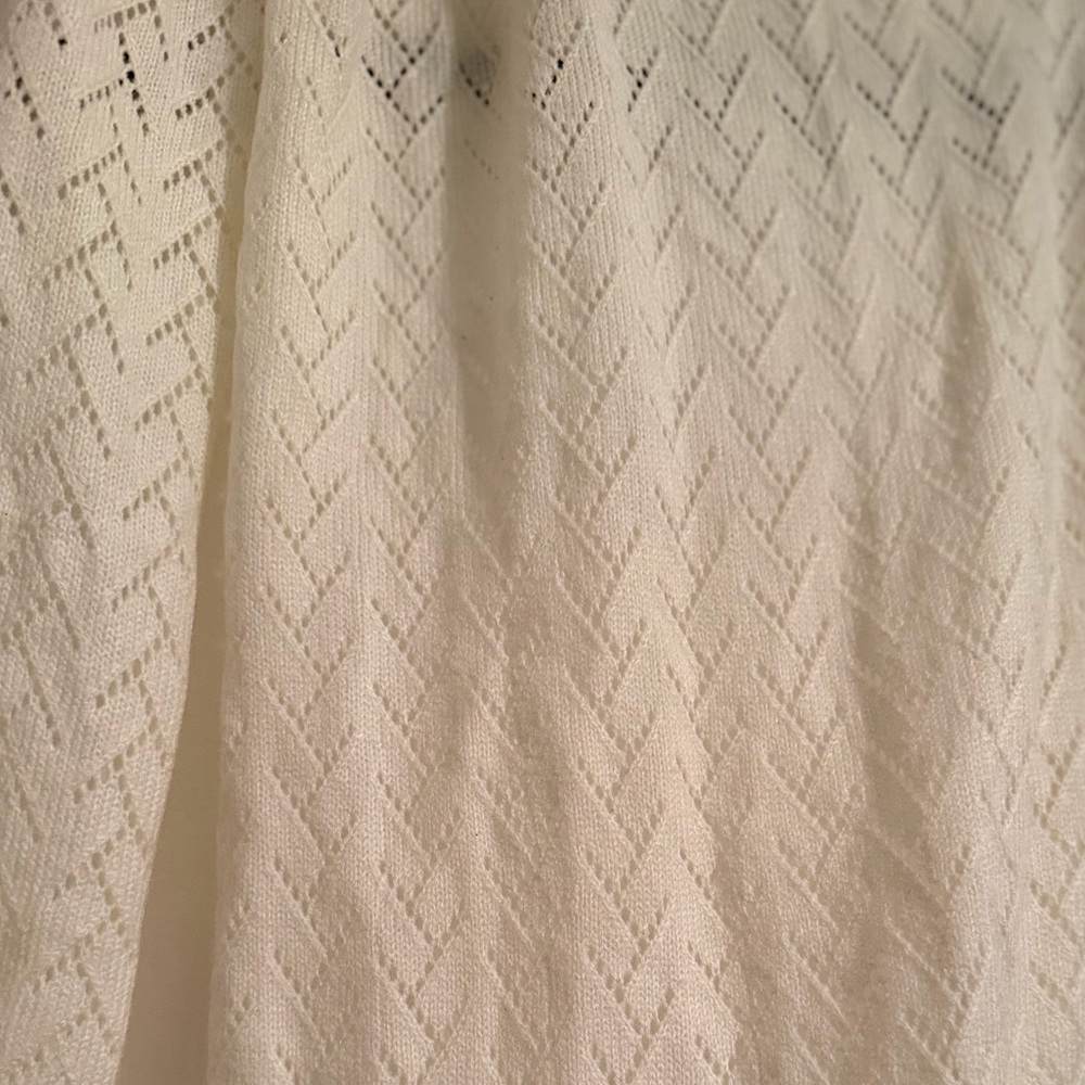 Ivory Knit Infinity Scarf – Soft Open Weave Pattern - Picture 3 of 3